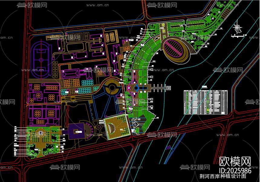 滨河景观带cad施工图下载（渲染图7）