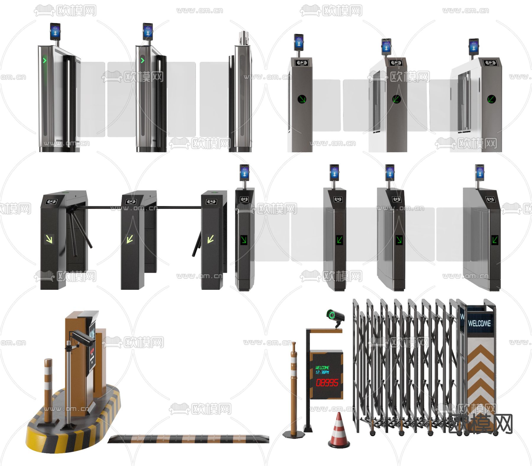 现代自动闸门人脸识别机门闸3d模型下载