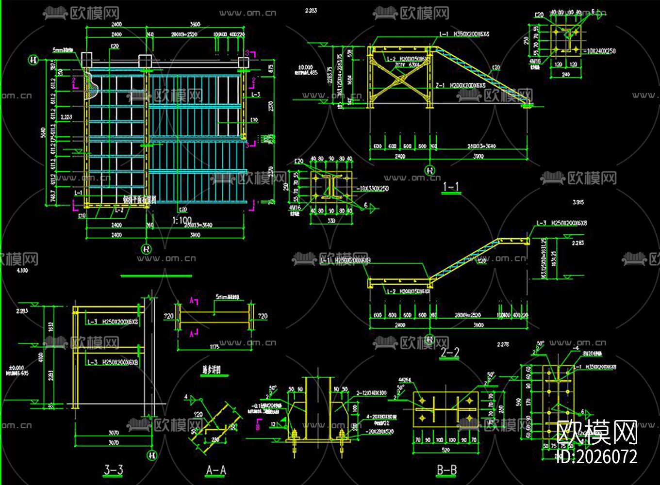 钢结构螺旋楼梯详图节点大样下载（渲染图6）