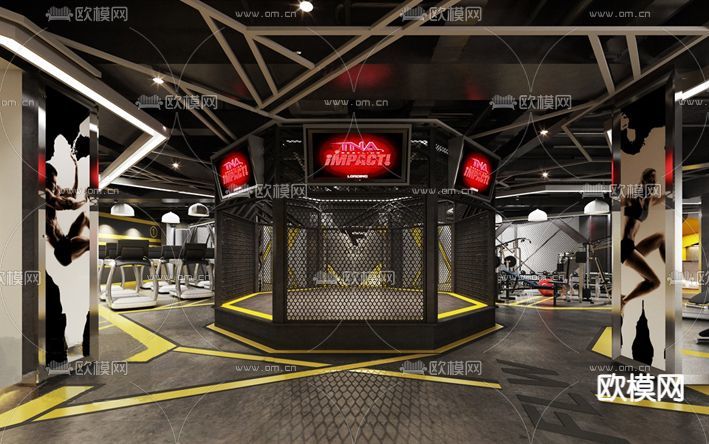 工业风健身房免费3d模型下载(渲染图3)