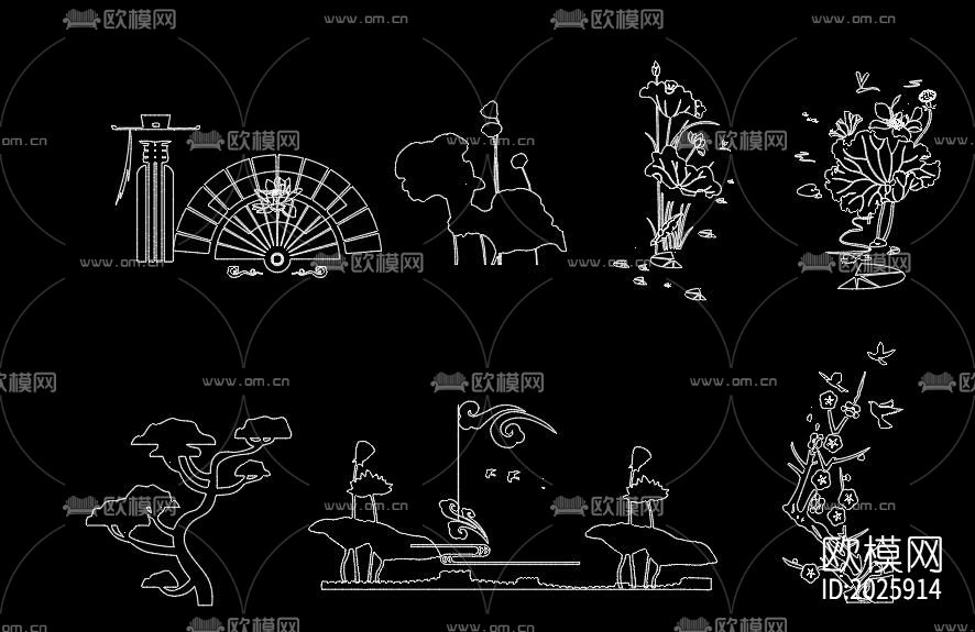 梅兰竹菊cad图库下载（渲染图10）