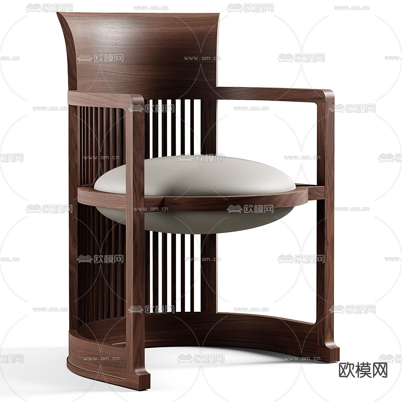 Cassina 实木休闲椅3d模型下载（渲染图1）