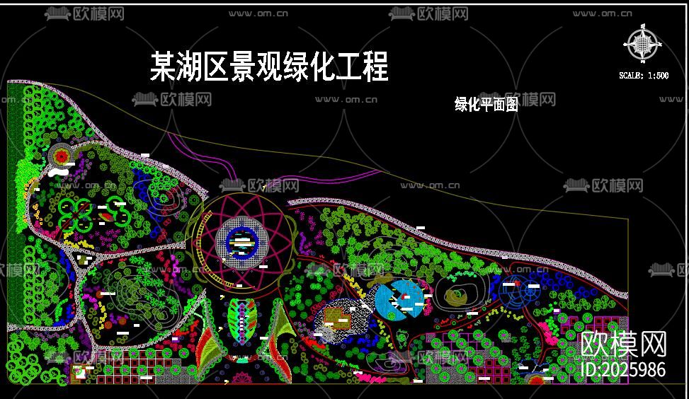 滨河景观带cad施工图下载（渲染图5）