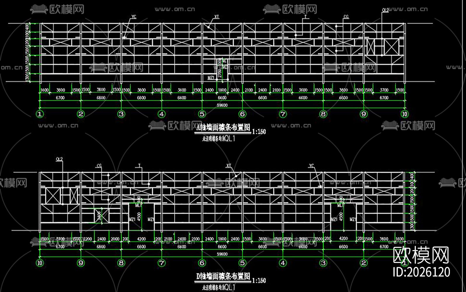 仓库车间钢结构cad施工图下载（渲染图10）
