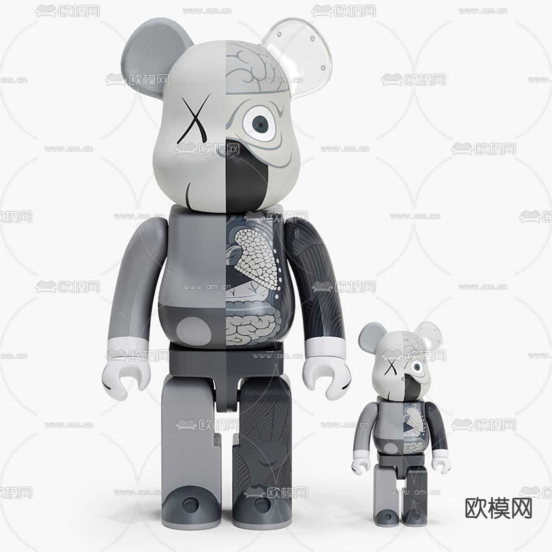 现代Kaws暴力熊潮玩摆件3d模型