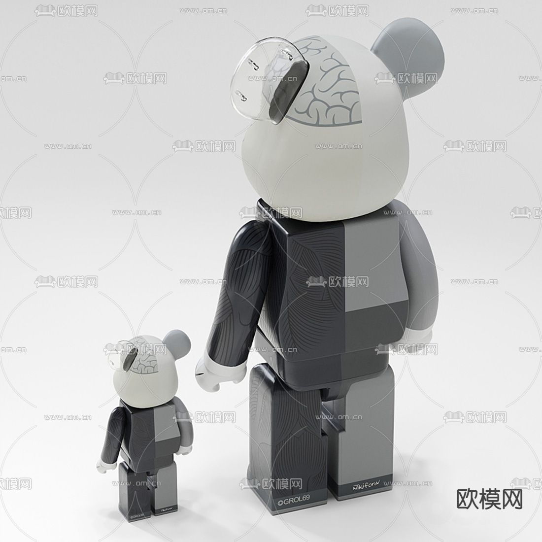 现代Kaws暴力熊潮玩摆件3d模型