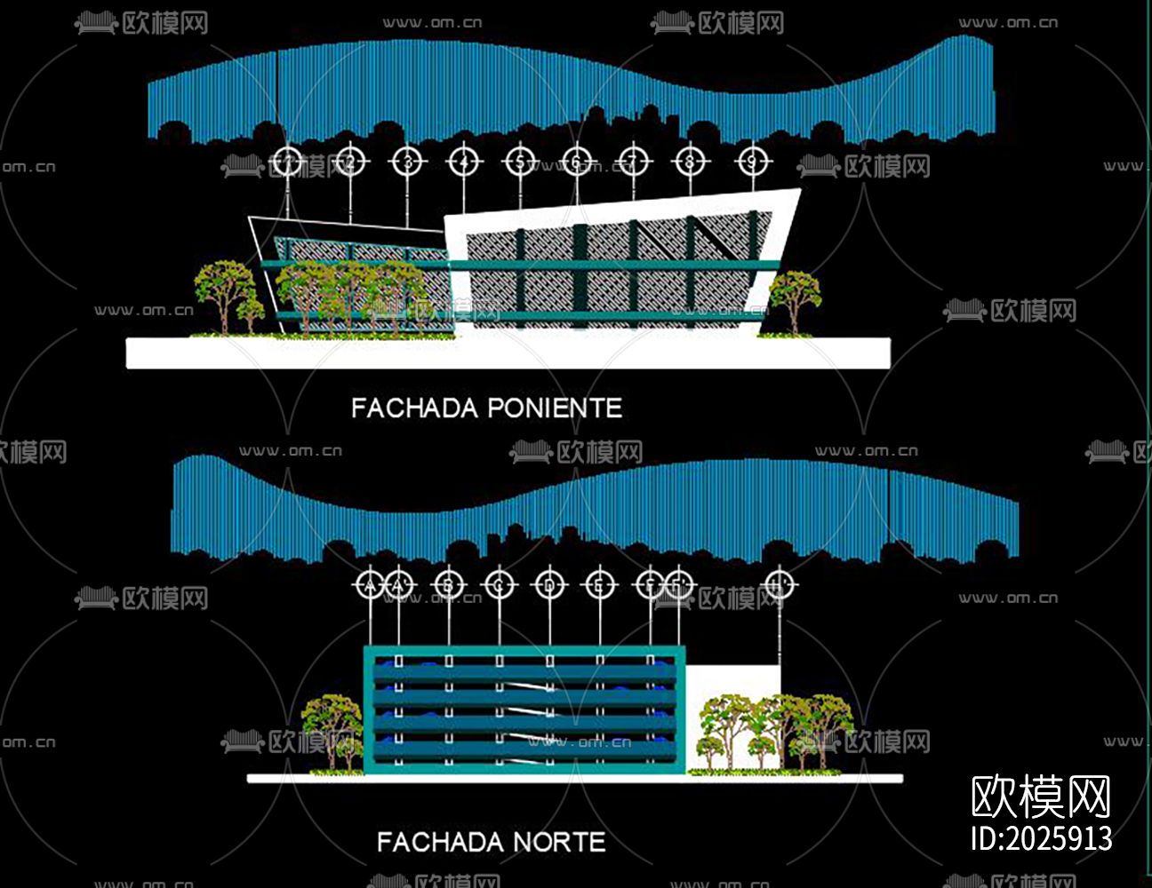 立体停车场cad施工图下载（渲染图8）