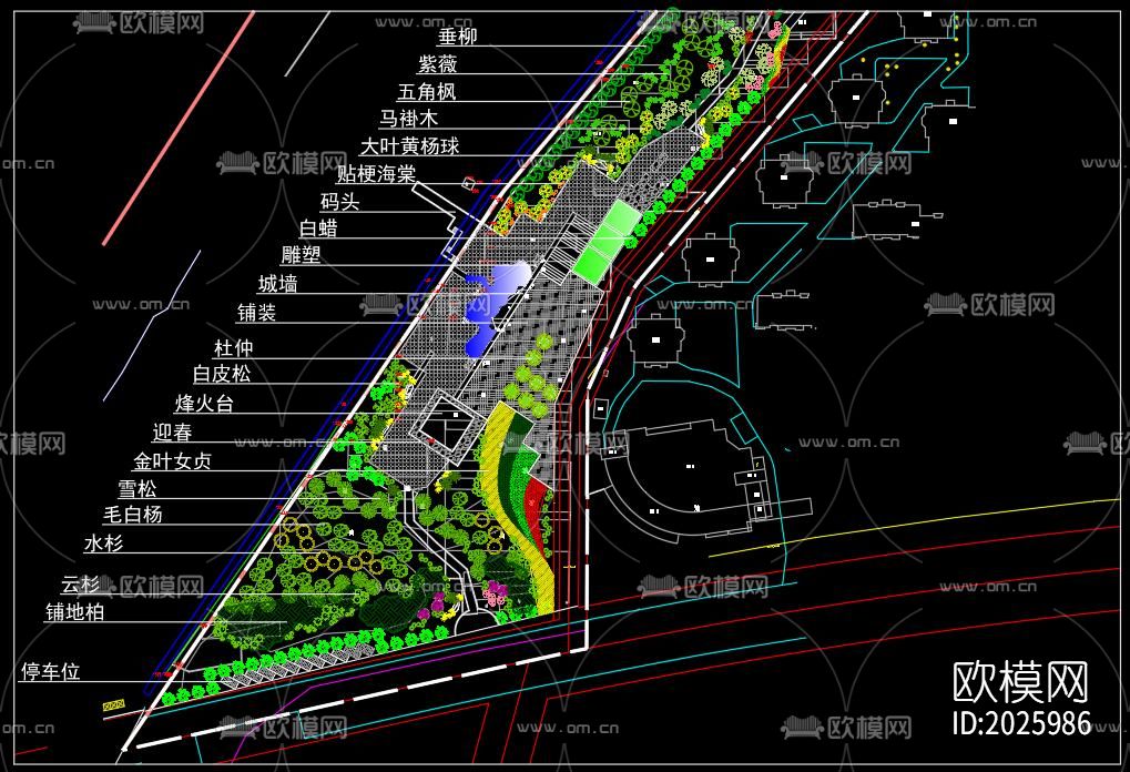 滨河景观带cad施工图下载（渲染图8）