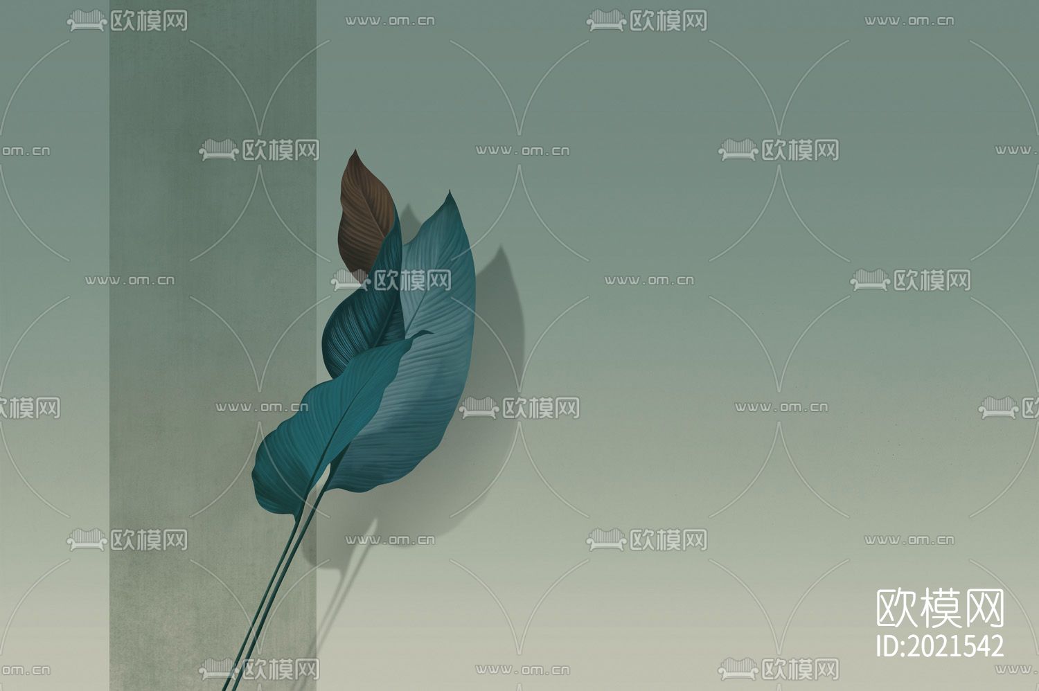 芭蕉叶壁画壁纸下载（渲染图3）