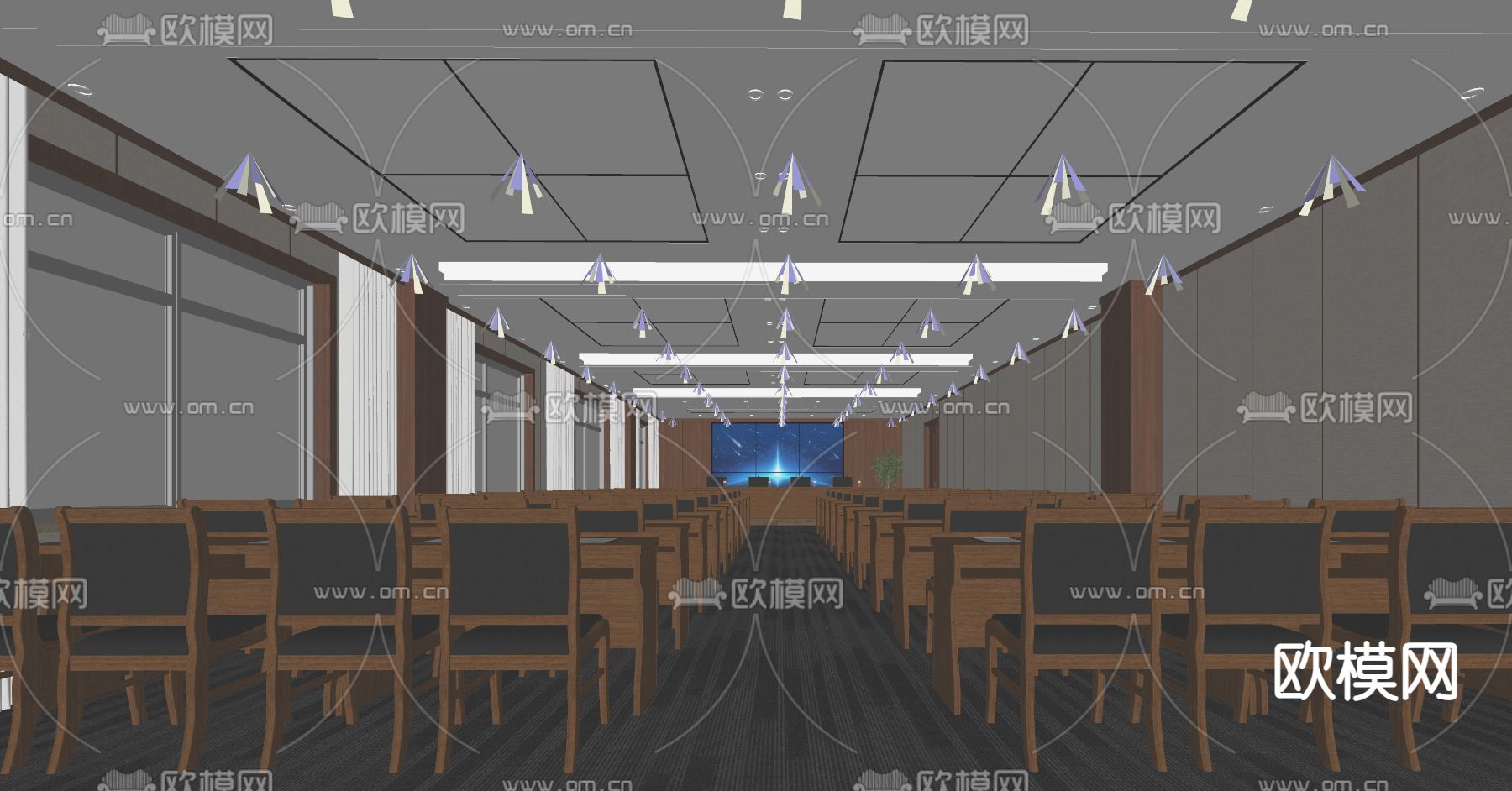 现代党建会议室su模型下载（渲染图2）