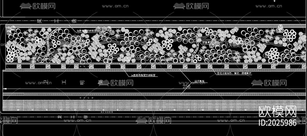 滨河景观带cad施工图下载（渲染图1）