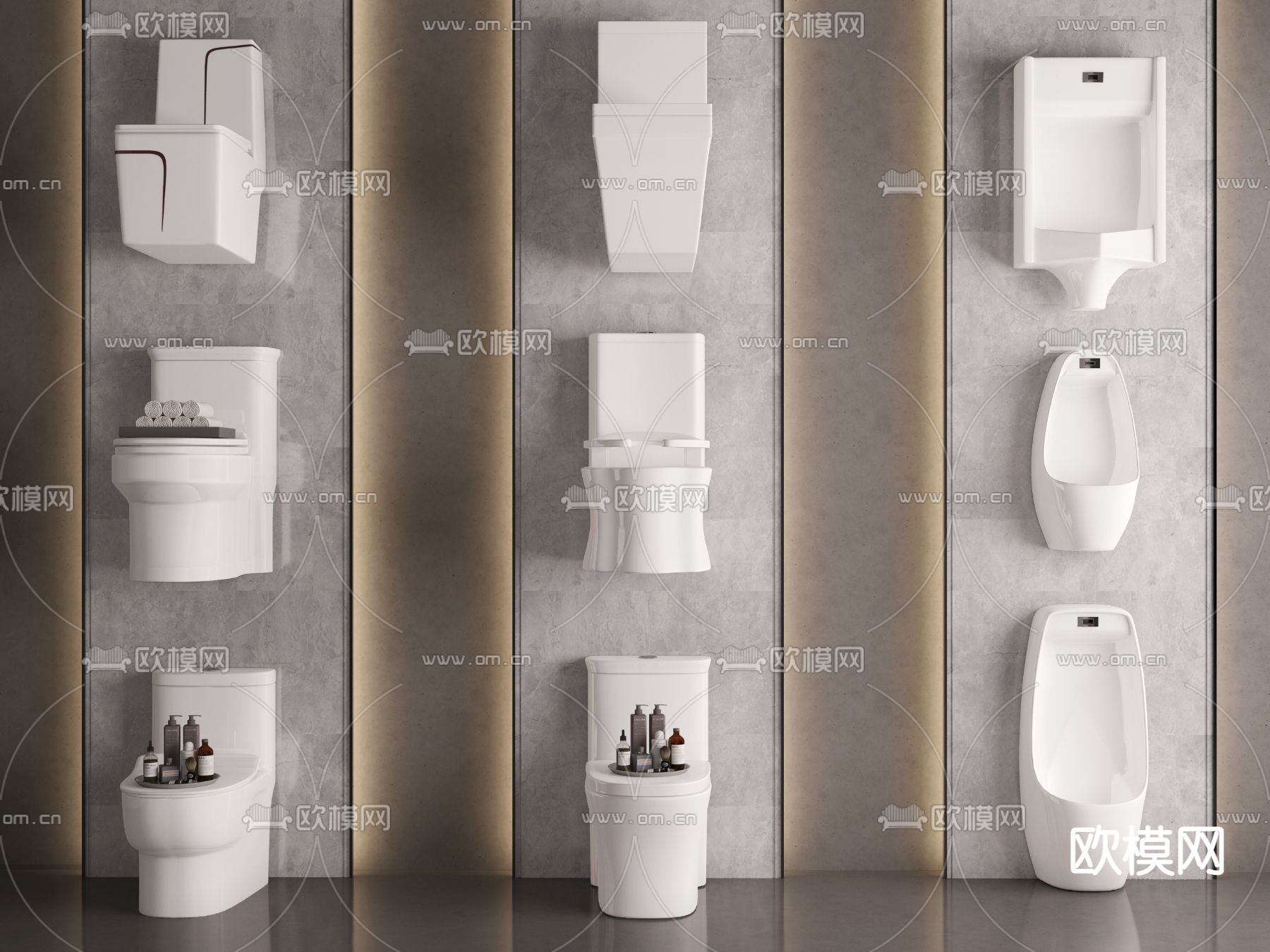 现代智能马桶su模型下载（渲染图1）