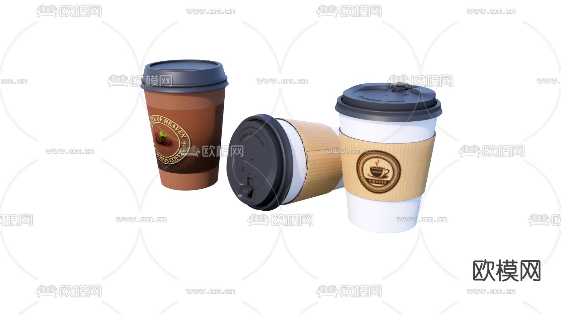 现代外卖咖啡杯su模型
