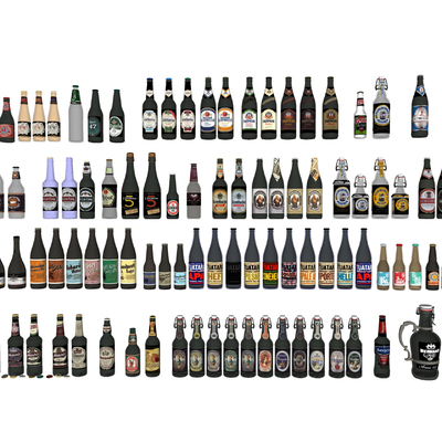  现代玻璃酒瓶su模型 