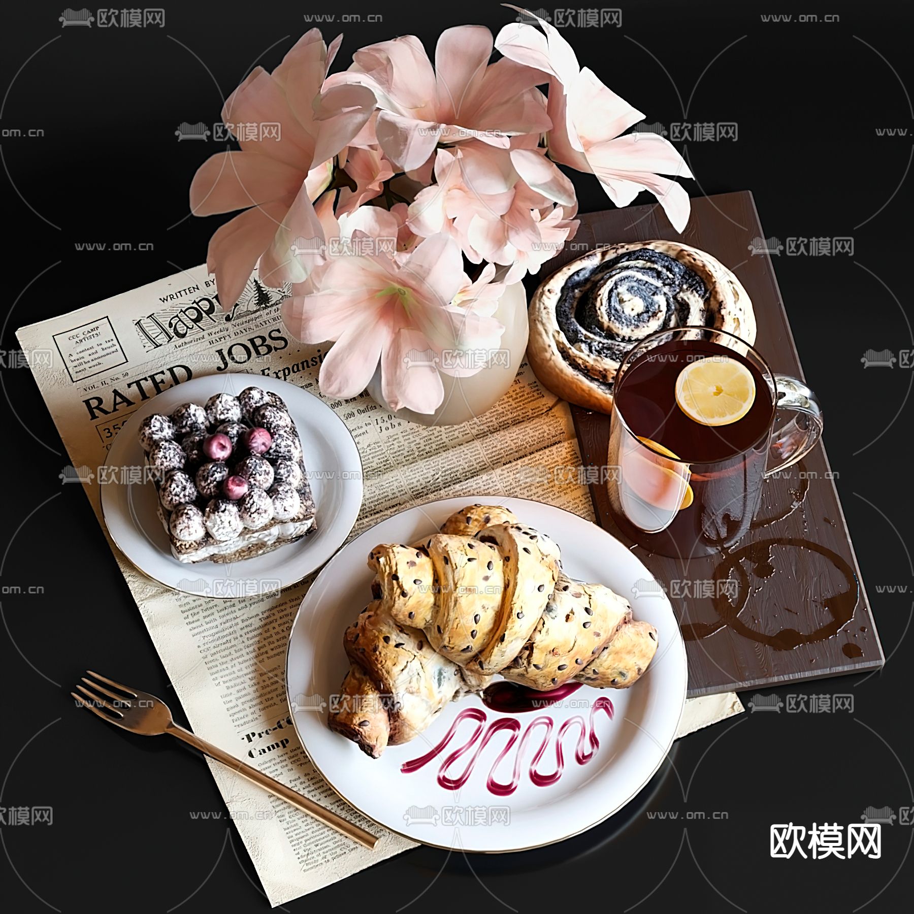 现代面包蛋糕3d模型下载