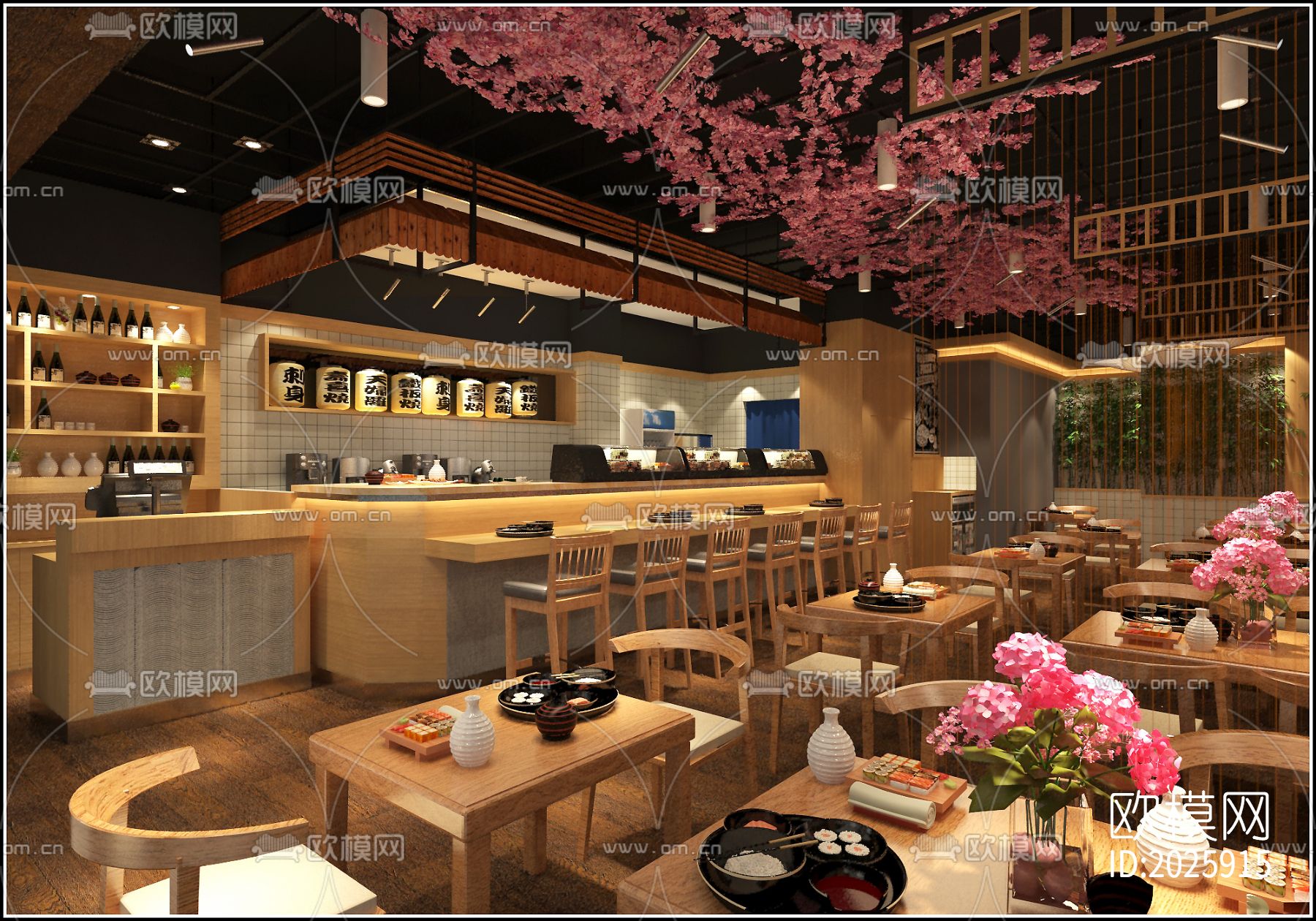 寿司店cad施工图下载（渲染图10）