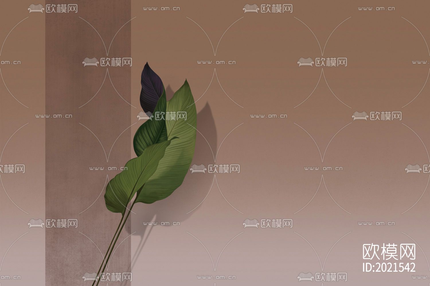 芭蕉叶壁画壁纸下载（渲染图2）