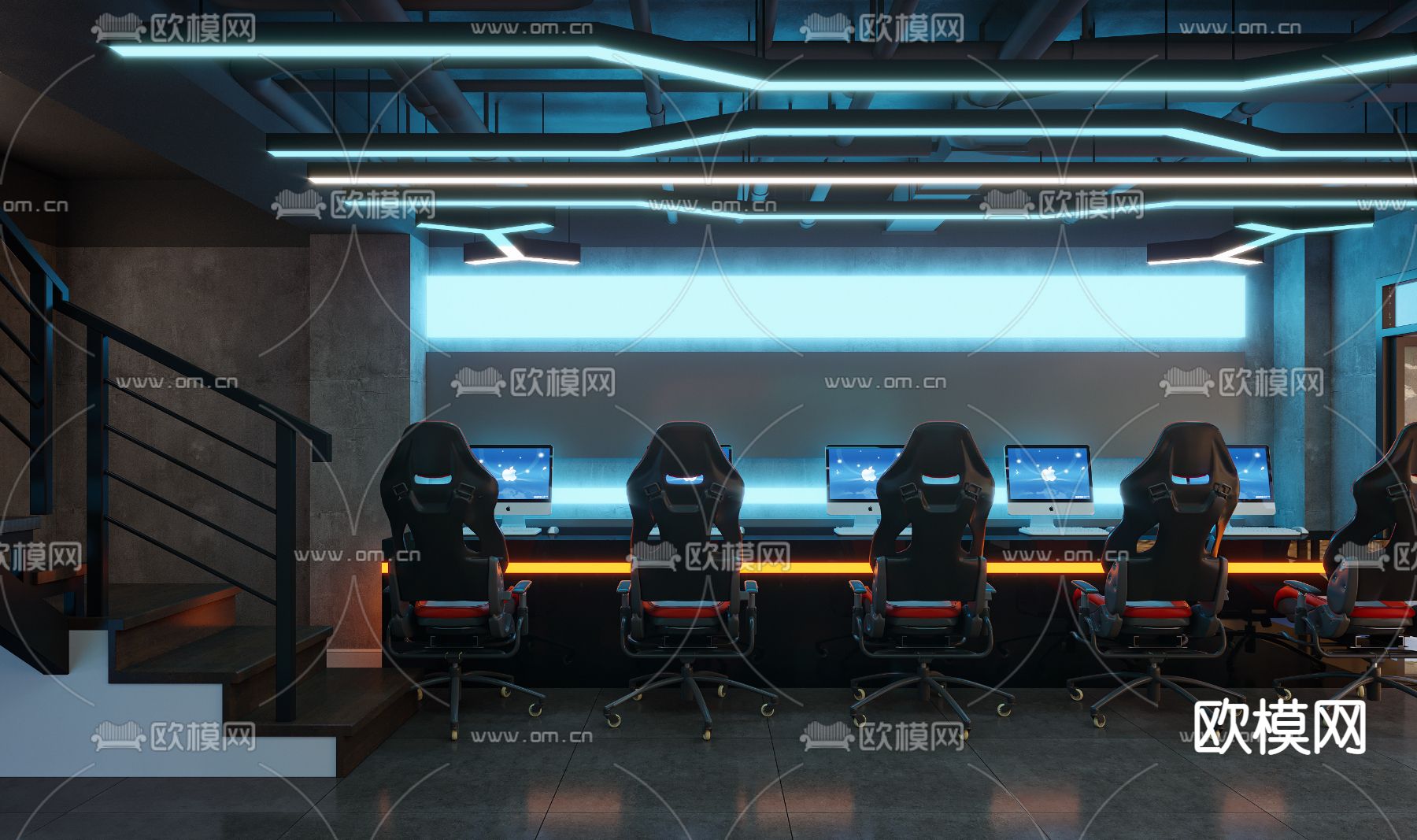 现代网吧网咖3d模型