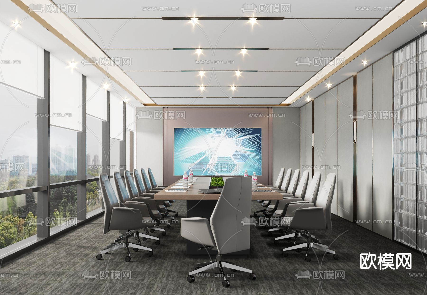 现代会议室3d模型下载