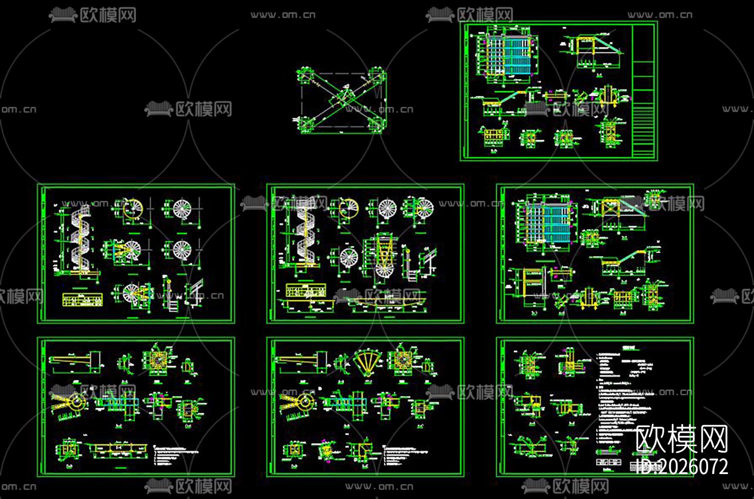 钢结构螺旋楼梯详图节点大样下载（渲染图7）