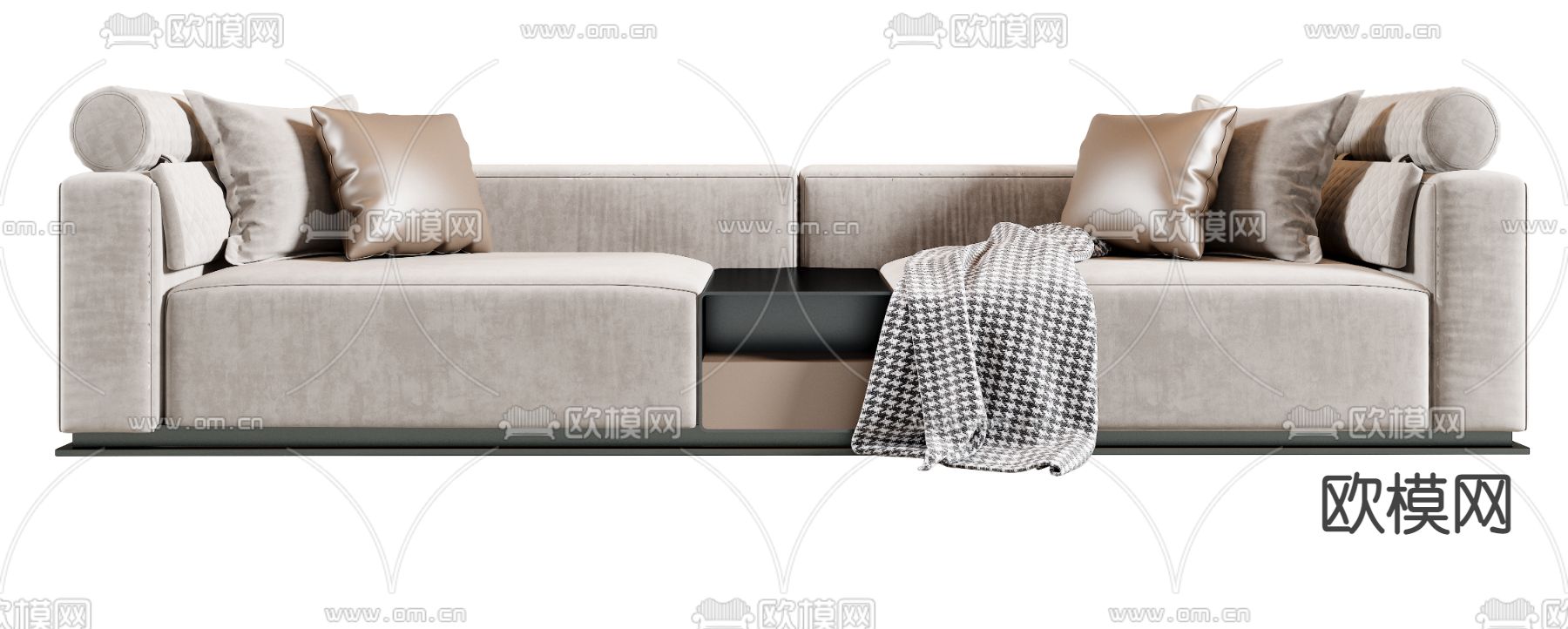 现代皮革双人沙发3d模型下载（渲染图3）