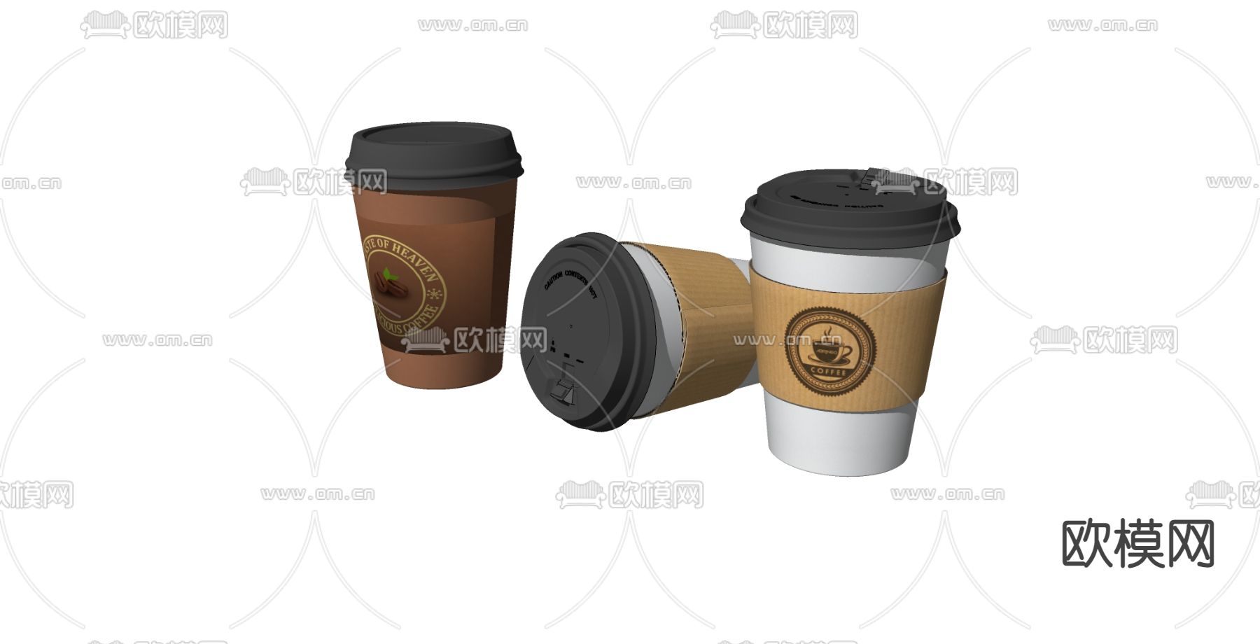 现代外卖咖啡杯su模型