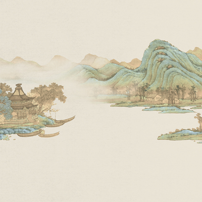 新中式山水壁画壁纸背景墙