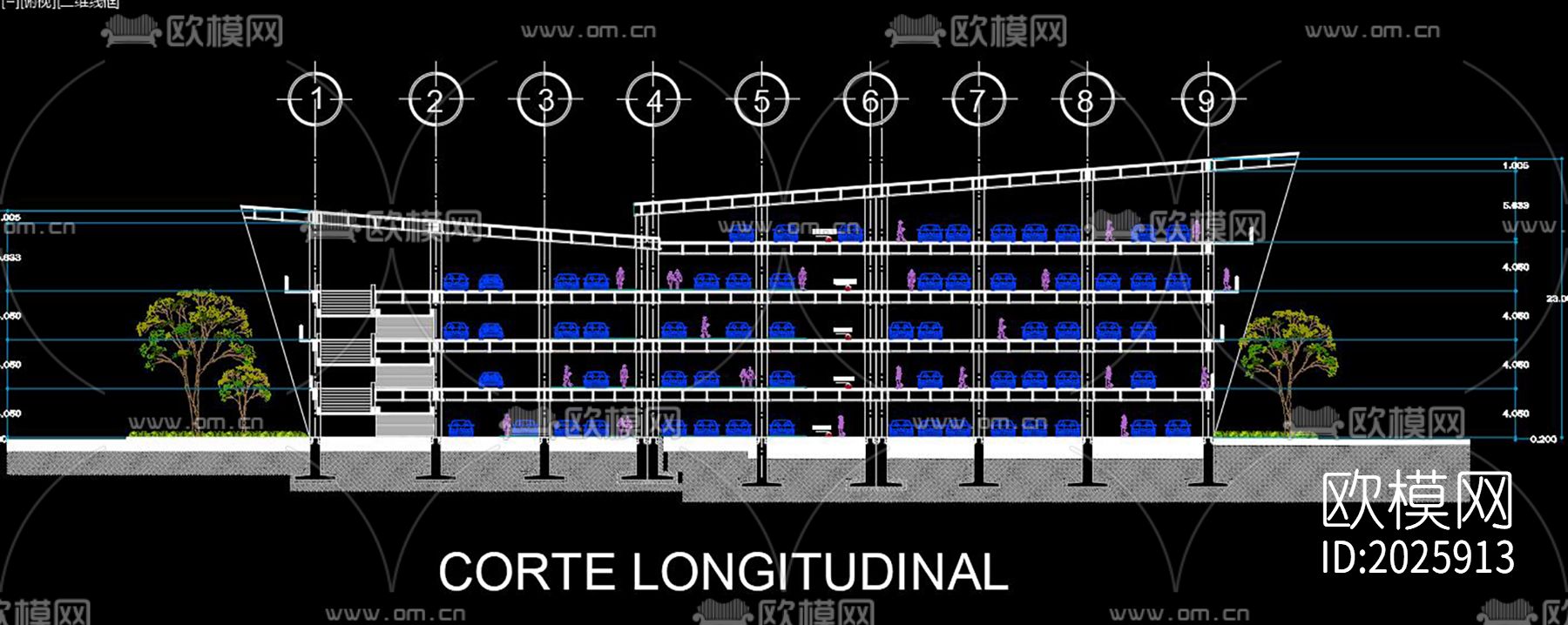 立体停车场cad施工图下载（渲染图4）