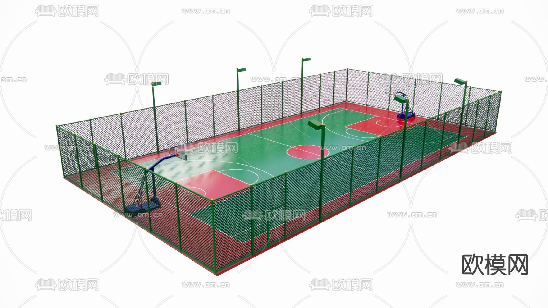 现代户外篮球场su模型下载（渲染图1）