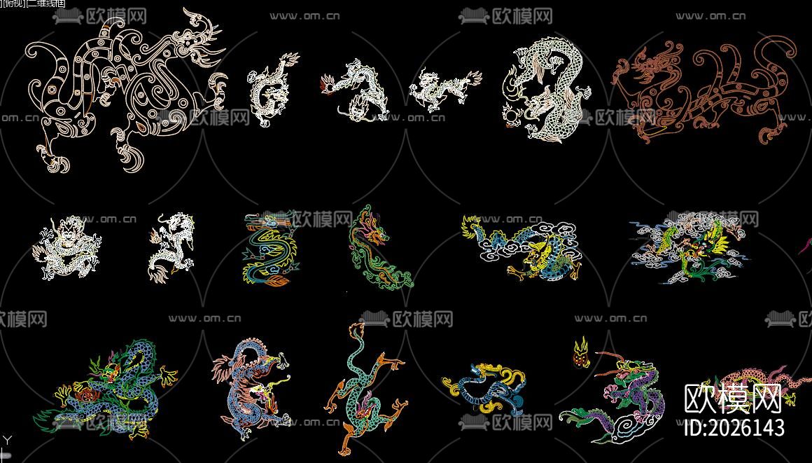 龙纹cad图库下载（渲染图2）