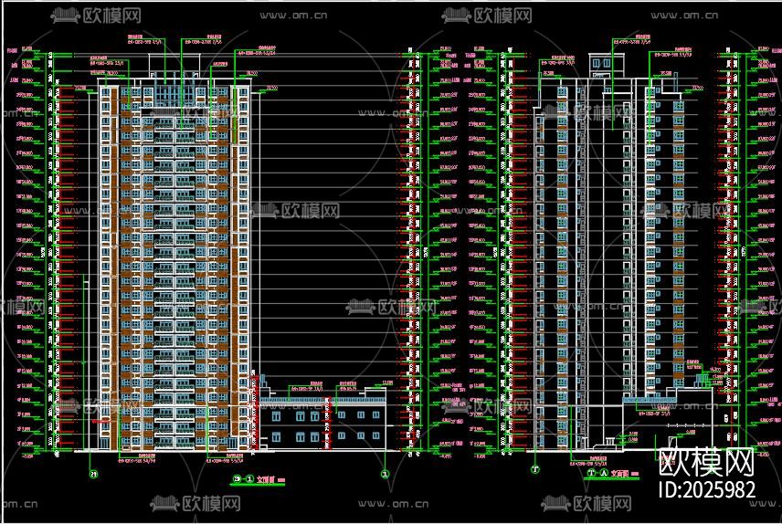 二十五层商业建筑cad施工图下载（渲染图1）