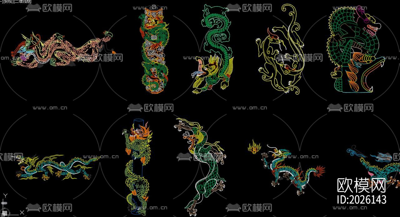 龙纹cad图库下载（渲染图1）