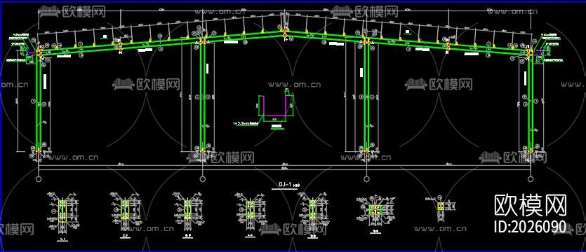 物资仓库结构cad施工图下载（渲染图6）
