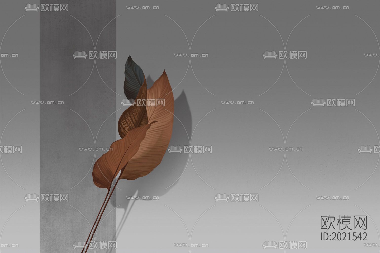 芭蕉叶壁画壁纸下载（渲染图1）