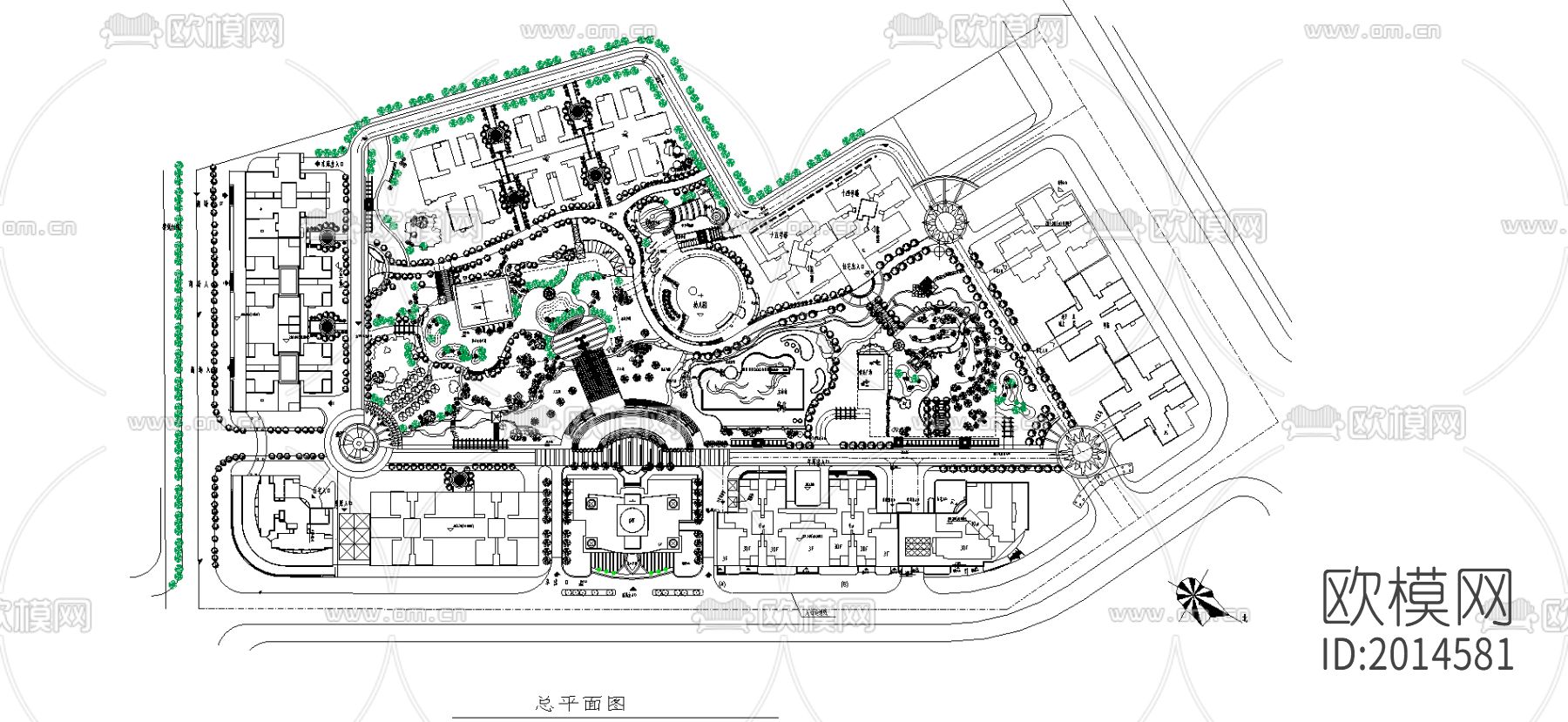 高层小区cad施工图下载（渲染图1）