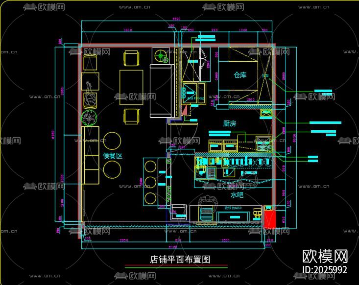 奶茶店cad施工图下载（渲染图2）