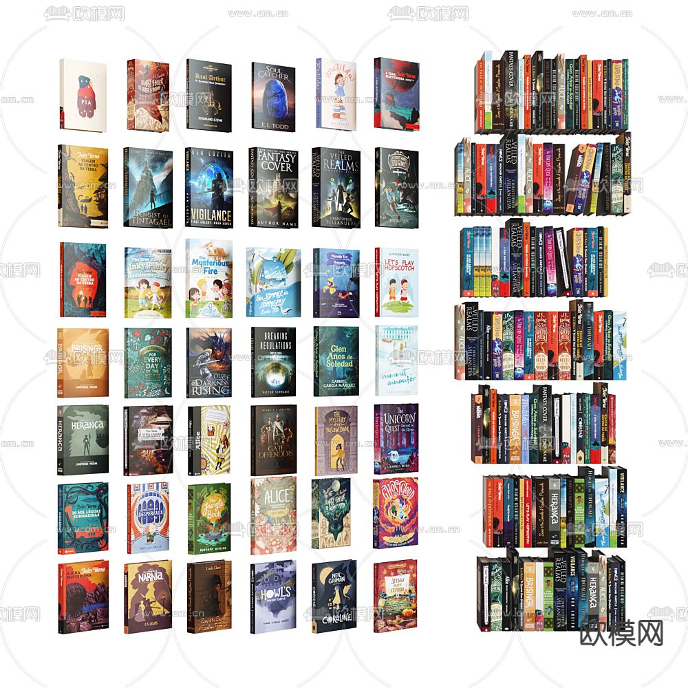 现代书籍3d模型下载