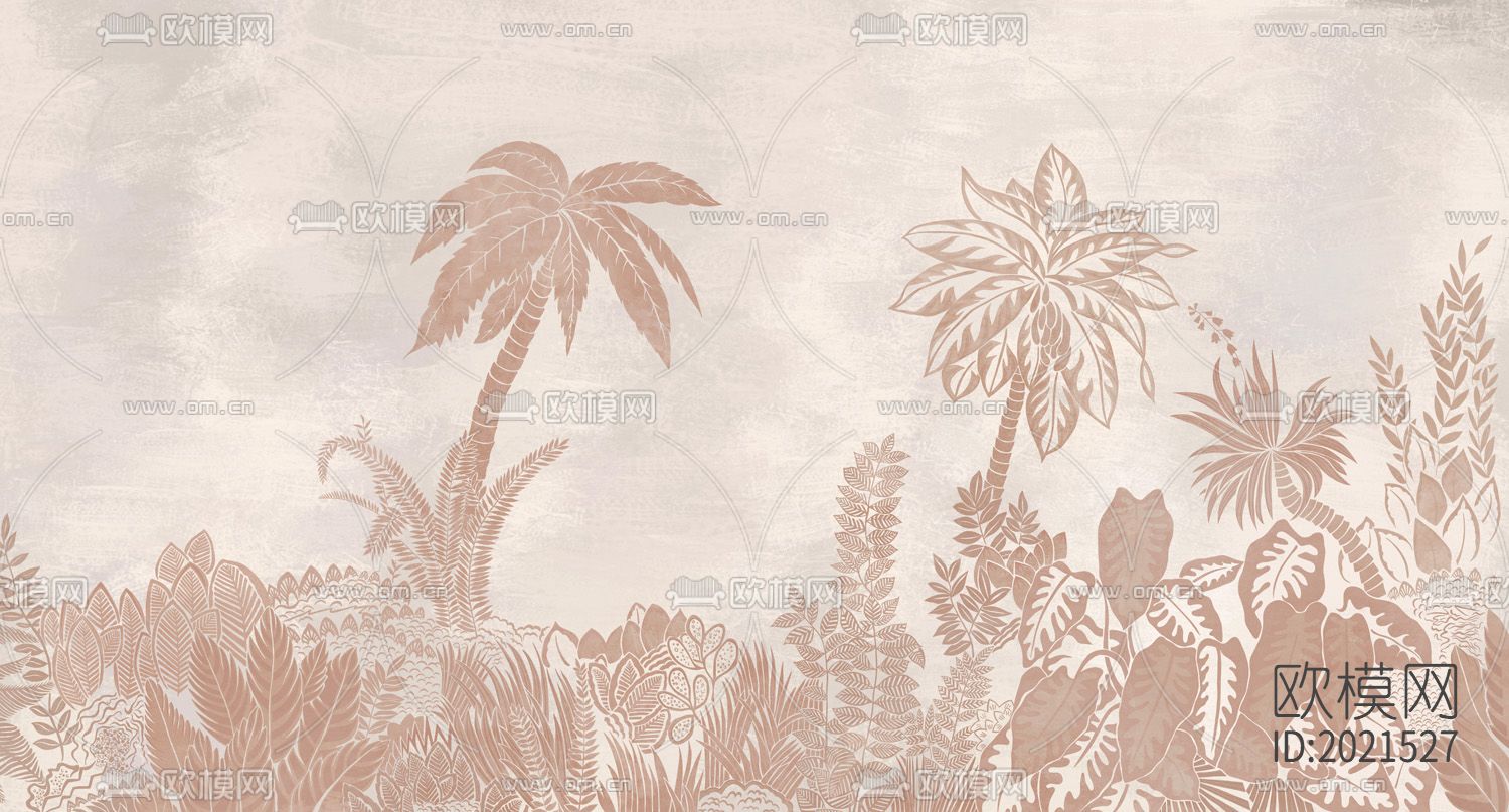 雨林植物壁画壁纸下载（渲染图1）