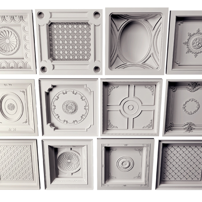  欧式天花吊顶su模型 