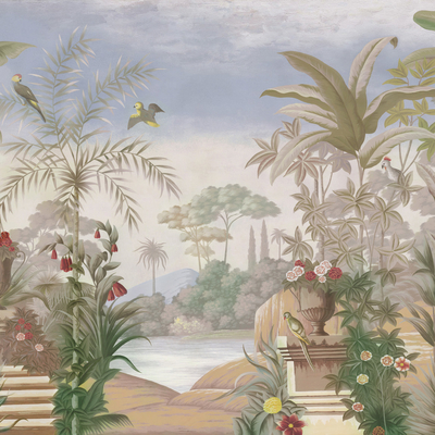  风景雨林花鸟植物壁画壁纸 