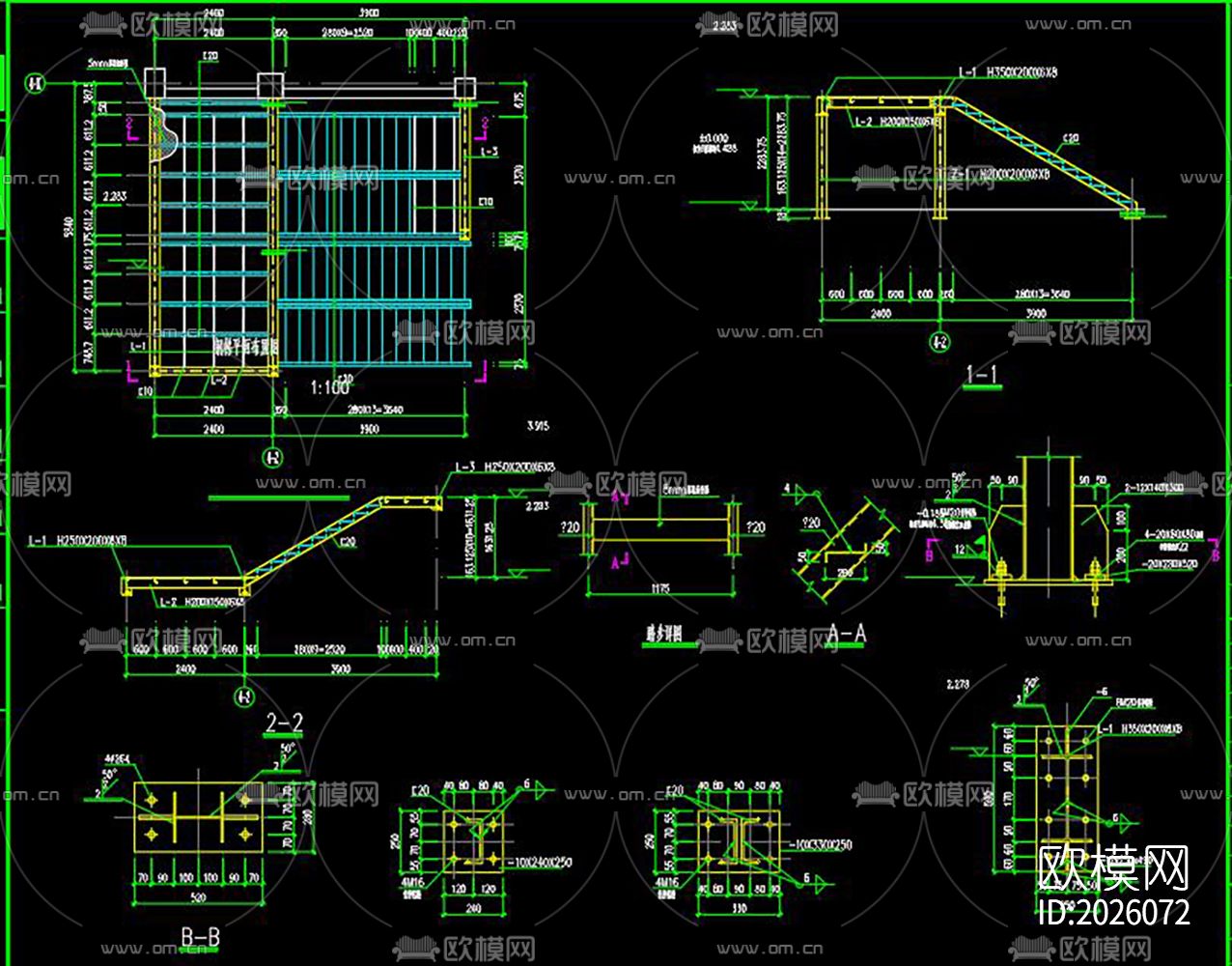 钢结构螺旋楼梯详图节点大样下载（渲染图8）