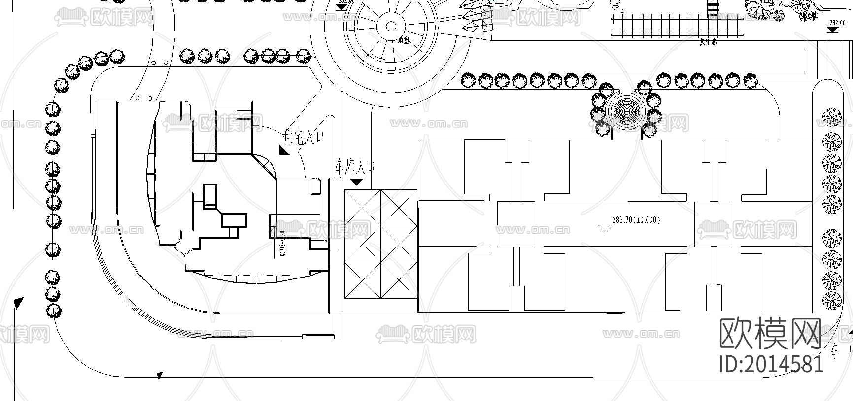高层小区cad施工图下载（渲染图2）