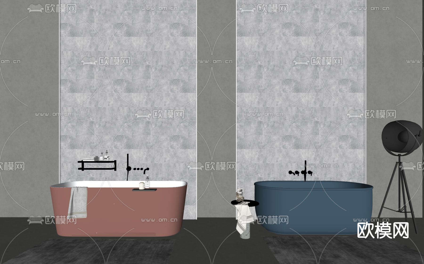 现代浴缸su模型