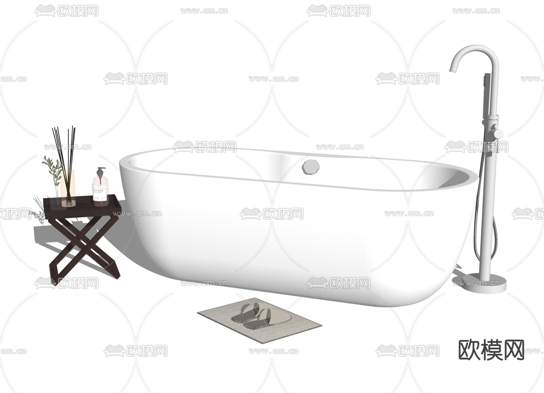 现代浴缸su模型下载（渲染图2）