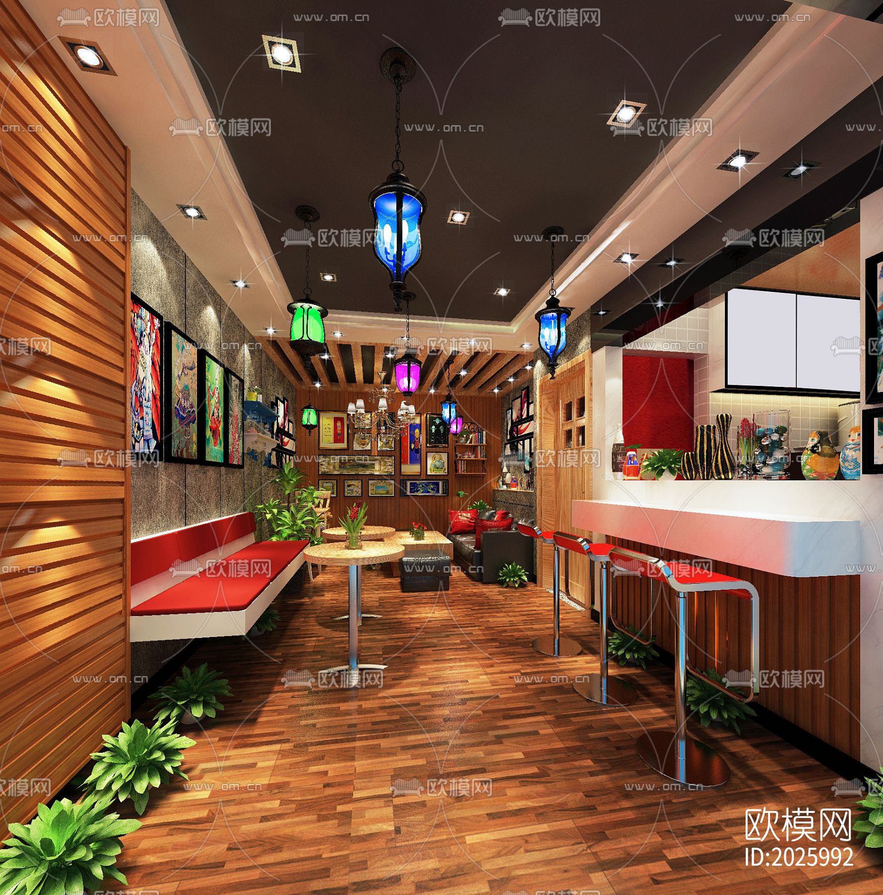 奶茶店cad施工图下载（渲染图10）