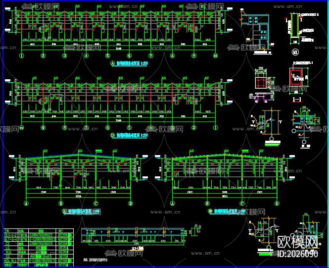 物资仓库结构cad施工图下载（渲染图3）