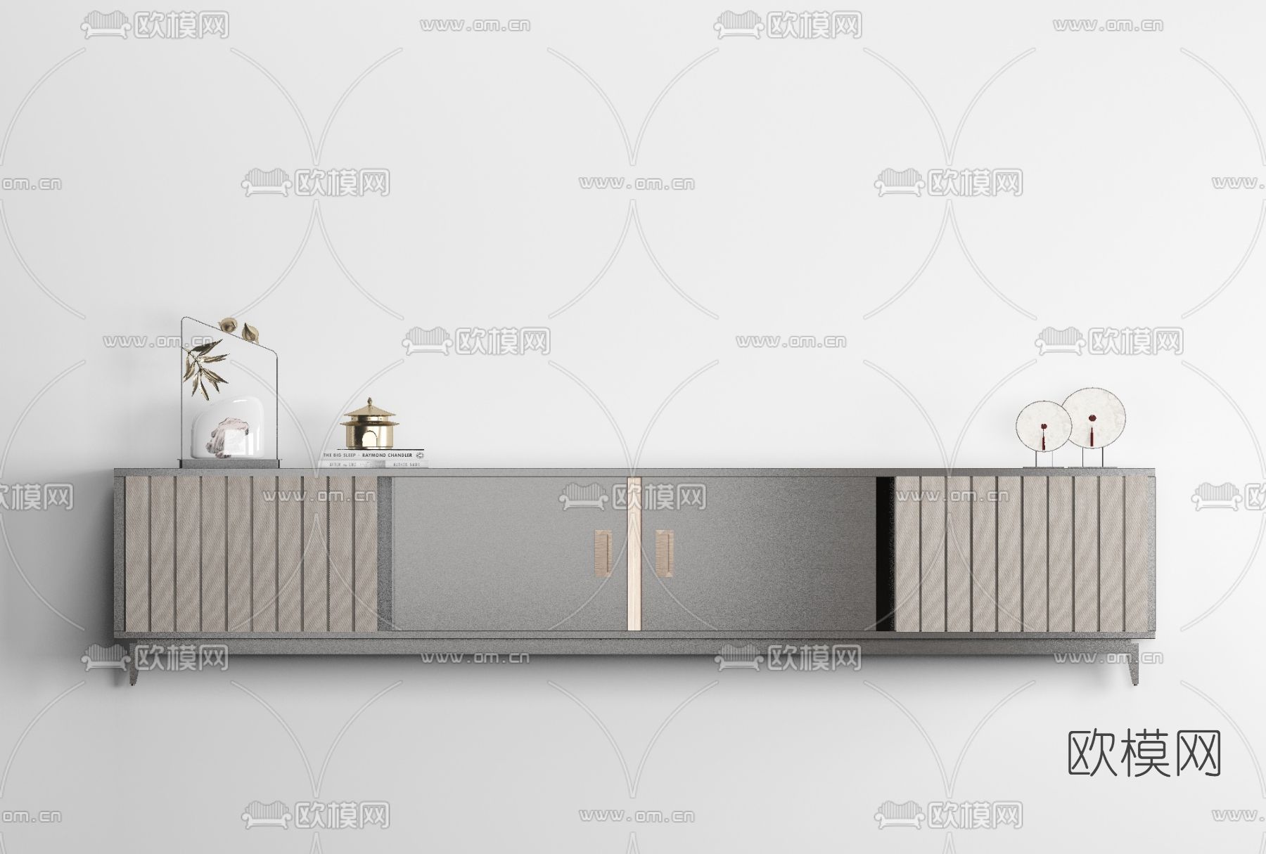 新中式电视柜免费3d模型下载