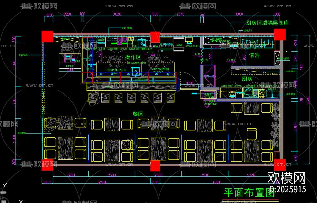 寿司店cad施工图下载（渲染图1）
