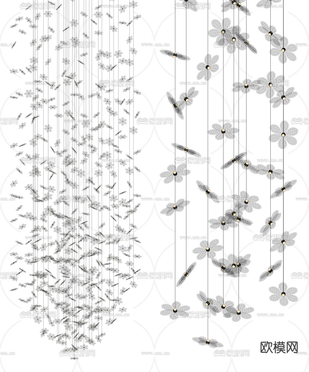 现代水晶装饰吊灯su模型下载（渲染图3）