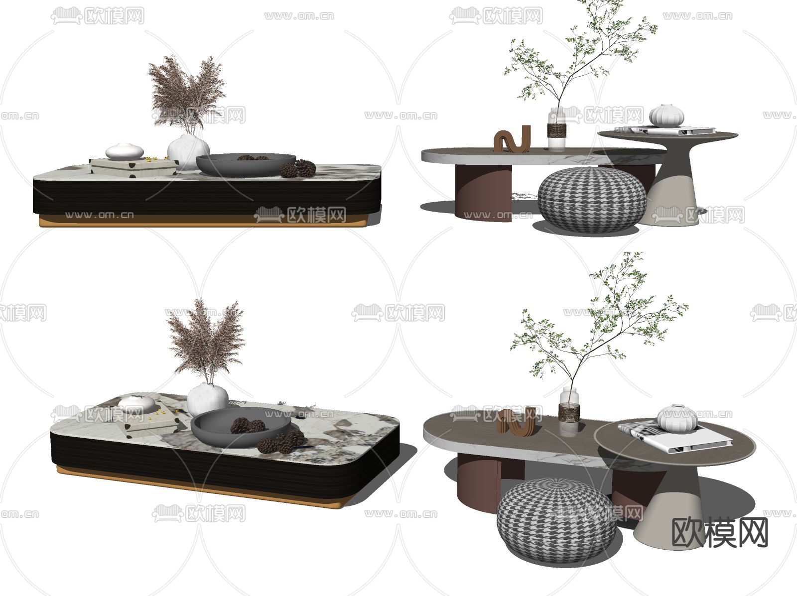 现代茶几su模型下载（渲染图2）